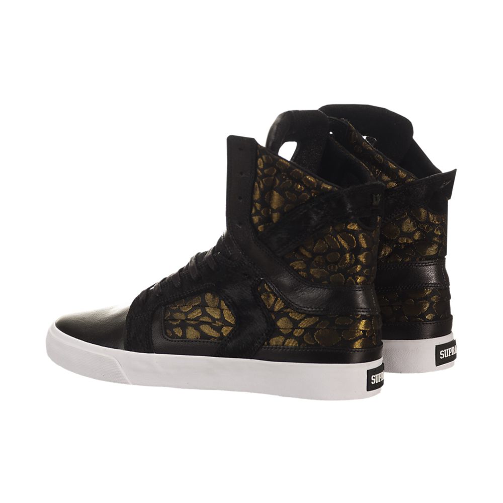 Baskets Montantes Supra SkyTop II Noir Doré Black/Gold-White Homme | UOR-98173222